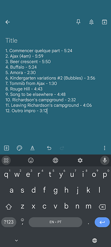Tracklist do CD
